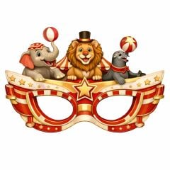 Sirk Teması Karton Maske 6 Adet