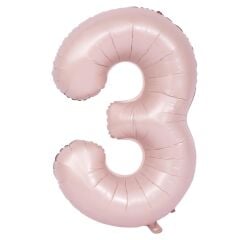 3 Saten Pembe Rakam Folyo Balon