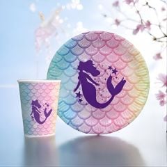 Deniz Kızı Makaron Tabak Bardak Set