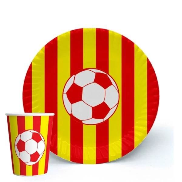 Sarı Kırmızı Top Tabak Bardak Seti 8 Adet