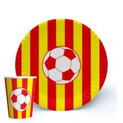 Sarı Kırmızı Top Tabak Bardak Seti 8 Adet