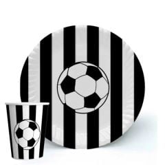 Siyah Beyaz Top Tabak Bardak Seti 8 Adet