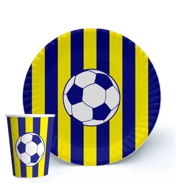 Sarı Lacivert Top Tabak Bardak Seti 8 Adet