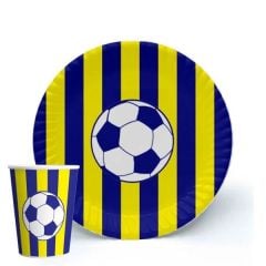 Sarı Lacivert Top Tabak Bardak Seti 8 Adet