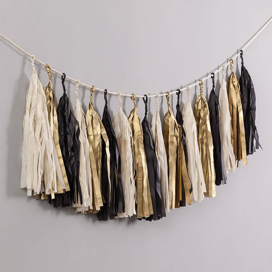 Krem Altın Siyah Püskül Kit