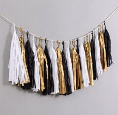 Beyaz Altın Siyah Püskül Kit