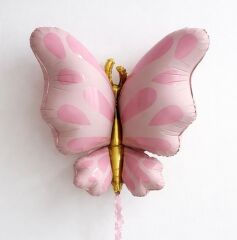Pembe Benekli Kelebek Folyo Balon