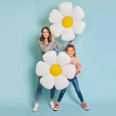 100cm Beyaz Papatya Folyo Balon 1 Adet