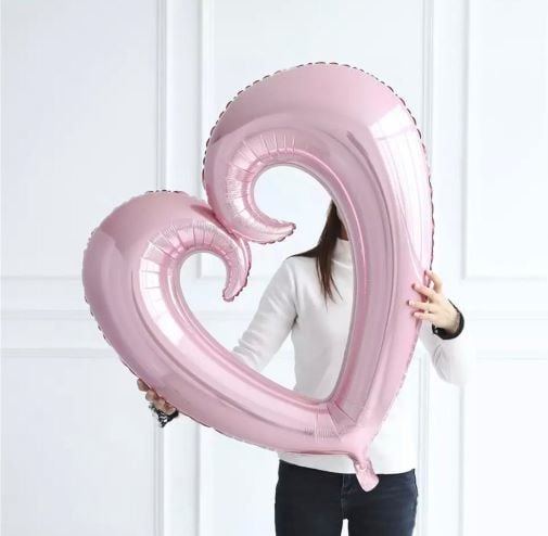 100cm Pembe İçi Boş Kalp Folyo Balon