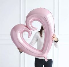 100cm Pembe İçi Boş Kalp Folyo Balon