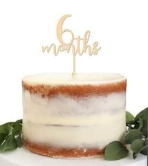 Ahşap 6 Months Pasta Süsü