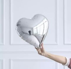 Gümüş Kalp Folyo Balon 1 Adet