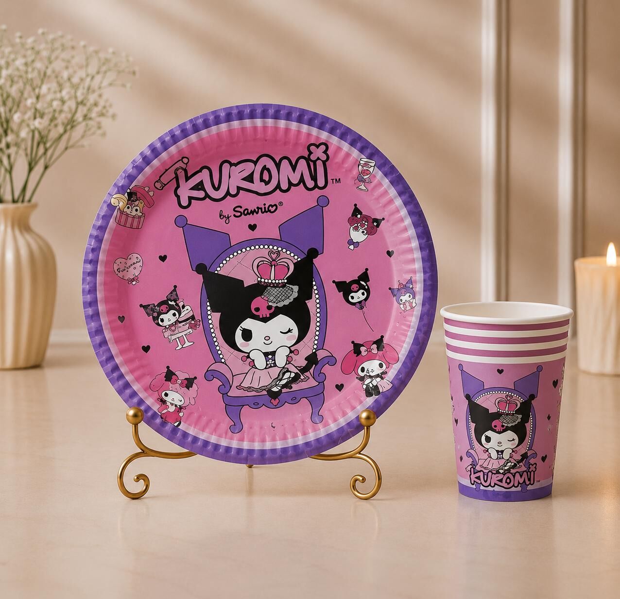 Kuromi Karton Tabak Bardak 8 Adet