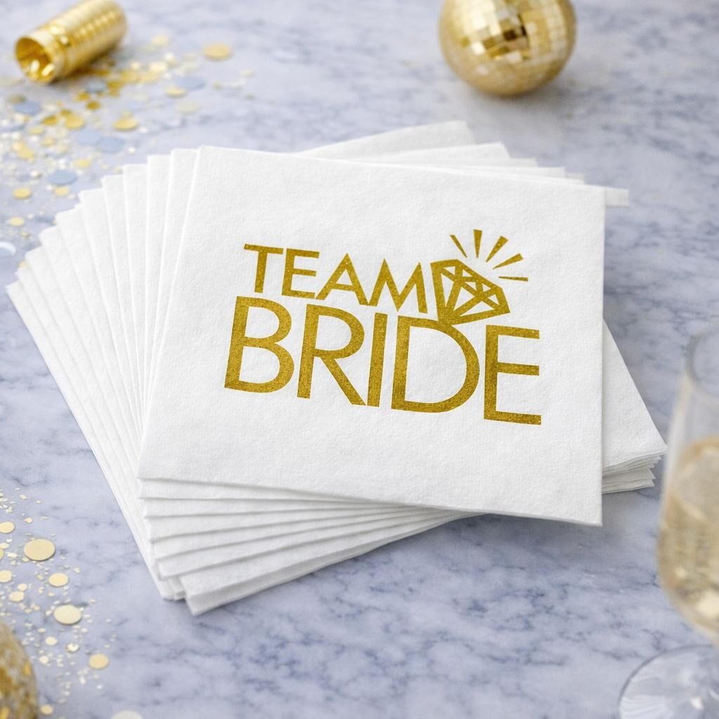 Gold Varaklı Team Bride Kağıt Peçete 16 Adet