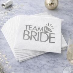 Gümüş Varaklı Team Bride Kağıt Peçete 16 Adet