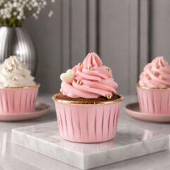 Pembe Folyo Muffin Kek Kalıbı 24 Adet