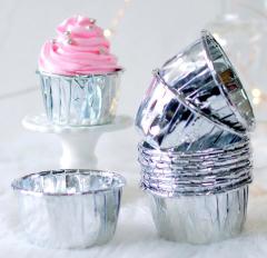 Gümüş Folyo Muffin Kek Kalıbı 24 Adet