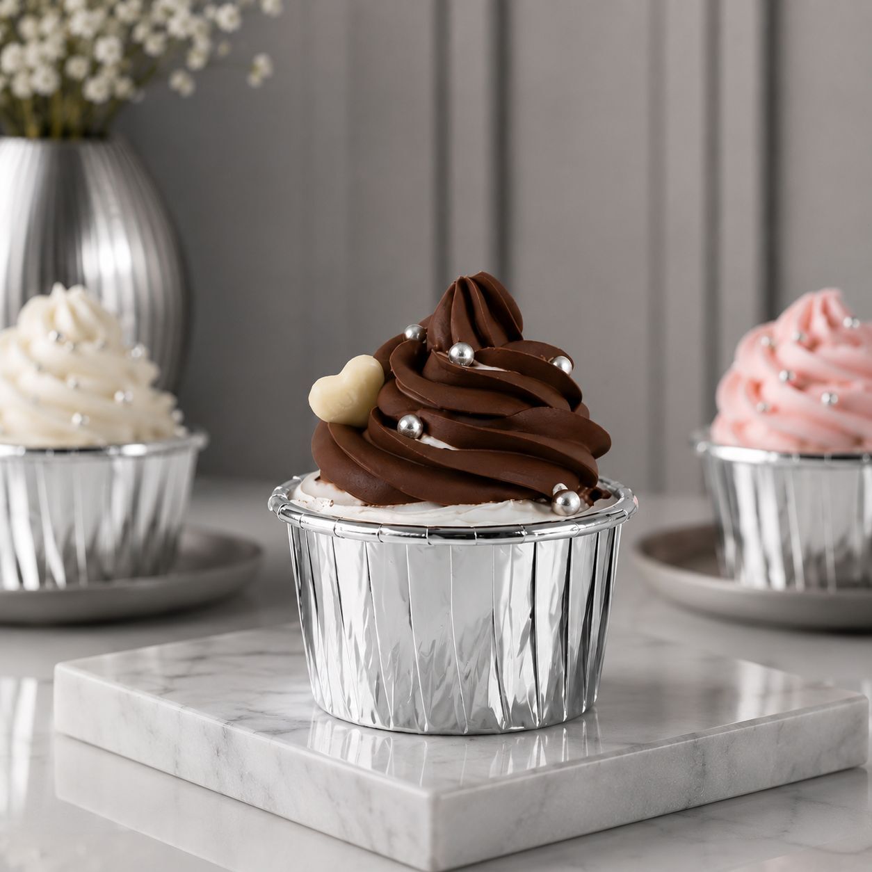 Gümüş Folyo Muffin Kek Kalıbı 24 Adet