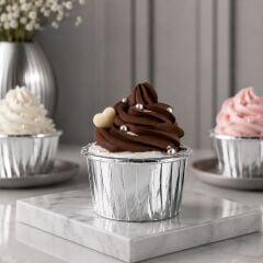 Gümüş Folyo Muffin Kek Kalıbı 24 Adet