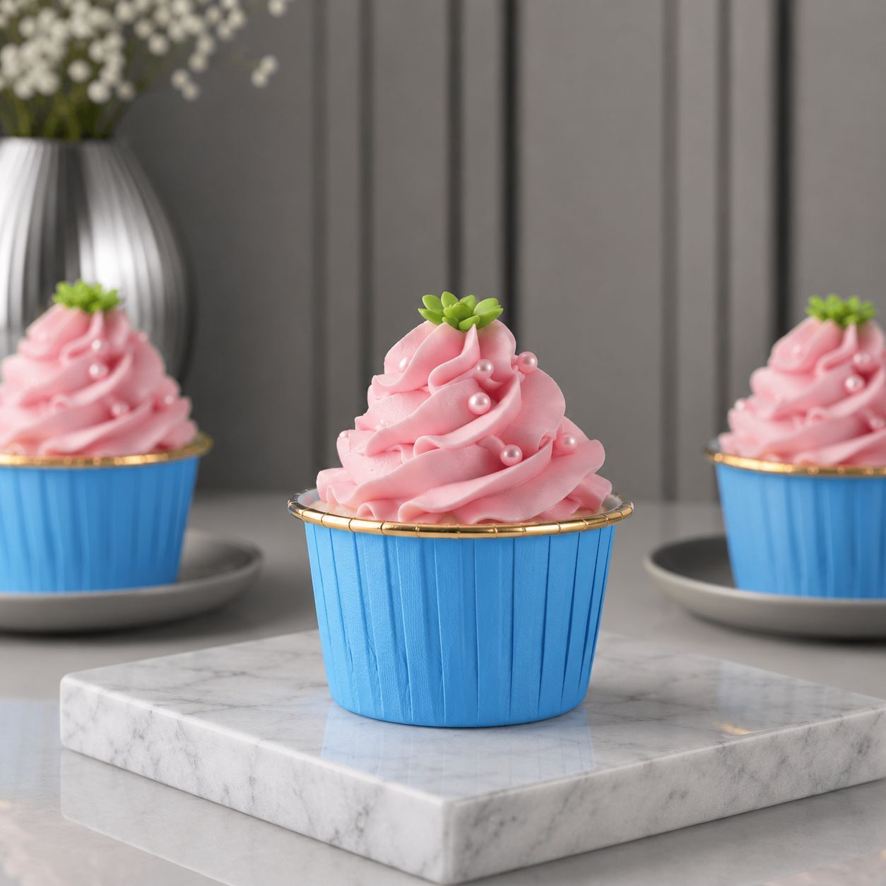 Mavi Folyo Muffin Kek Kalıbı 24 Adet