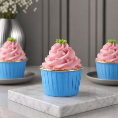 Mavi Folyo Muffin Kek Kalıbı 24 Adet