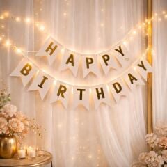 Led'li Beyaz Happy Birthday Yazısı