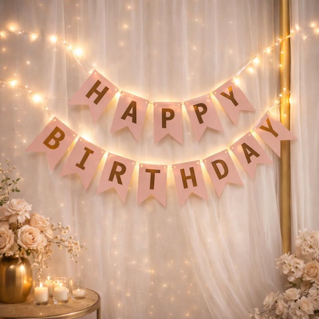 Led'li Pembe Happy Birthday Yazısı