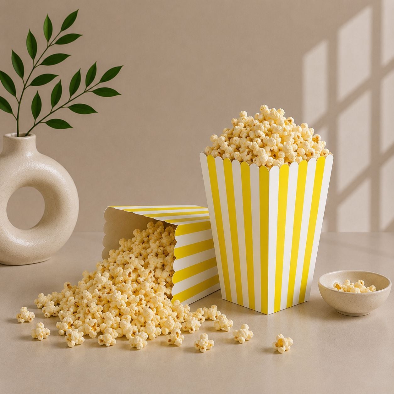 Sarı Çizgili Popcorn Mısır Kutusu 8 Adet