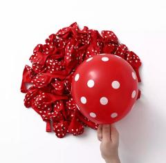 Kırmızı Beyaz Puantiyeli Lateks Balon 5 Adet