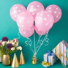 Pembe Puantiyeli Lateks Balon 5 Adet