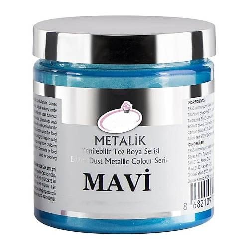 Yenilebilir Metalik Toz Gıda Boyası Mavi