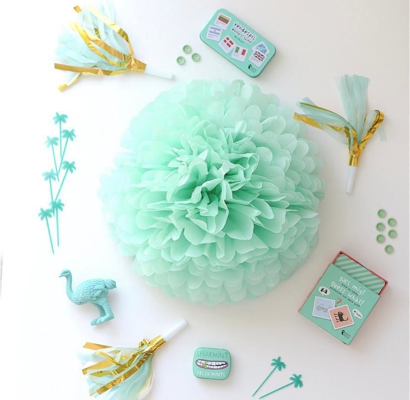 Mint Yeşili Kağıt Ponpon Süs 2 Adet