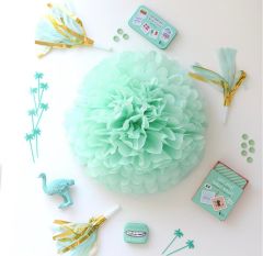 Mint Yeşili Kağıt Ponpon Süs 2 Adet