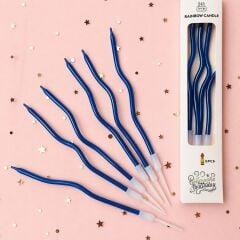 Lacivert Kıvrık Spiral Pasta Mumu 6 Adet