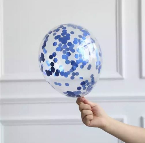 Şeffaf Mavi Konfetili Balon 10 Adet