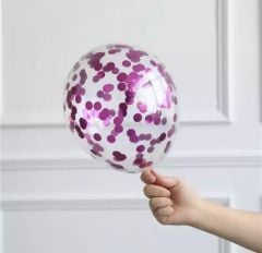 Şeffaf Pembe Konfetili Balon 10 Adet