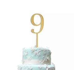 9 Gold Rakam Pleksi Pasta Süsü