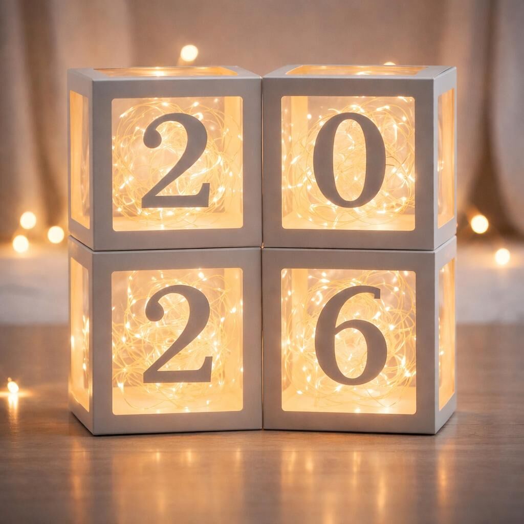 Led'li 2026 Beyaz Balon Kutusu 4 Adet