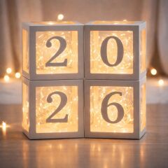 Led'li 2026 Beyaz Balon Kutusu 4 Adet