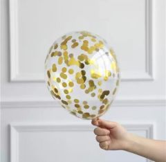Şeffaf Gold Konfetili Balon 10 Adet