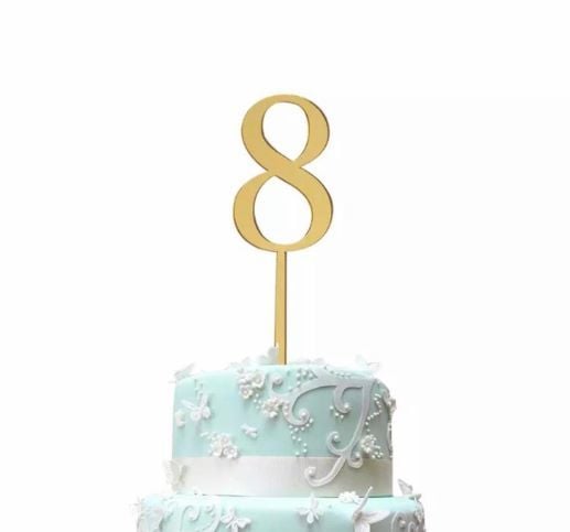 8 Gold Rakam Pleksi Pasta Süsü