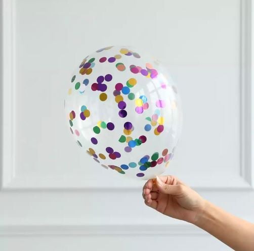 Şeffaf Karnaval Konfetili Balon 10 Adet