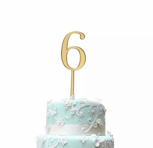 6 Gold Rakam Pleksi Pasta Süsü