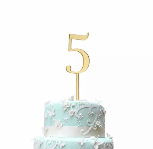 5 Gold Rakam Pleksi Pasta Süsü