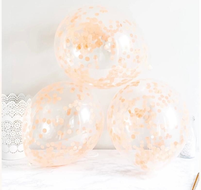 Şeffaf Turuncu Konfetili Balon 10 Adet