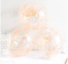 Şeffaf Turuncu Konfetili Balon 10 Adet