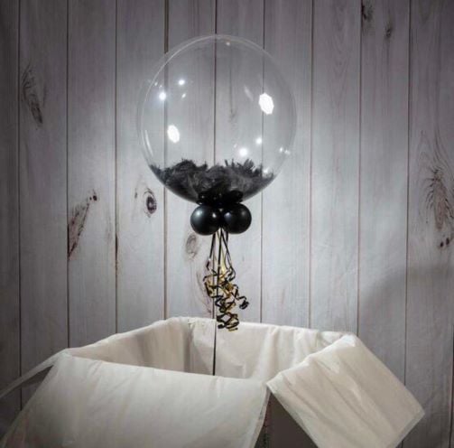 Siyah Tüylü Şeffaf Balon 1 Adet