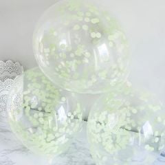 Şeffaf Fıstık Yeşili Konfetili Balon 10 Adet