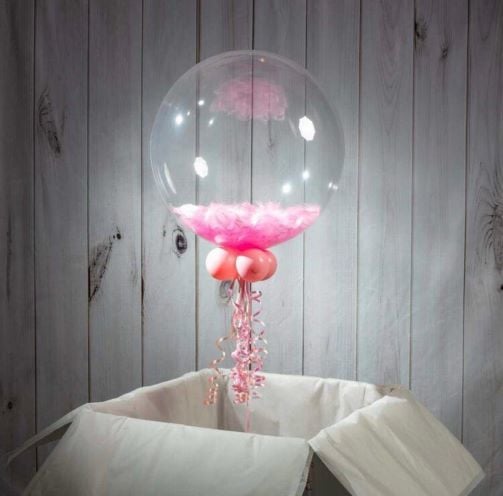 Pembe Tüylü Şeffaf Balon 1 Adet