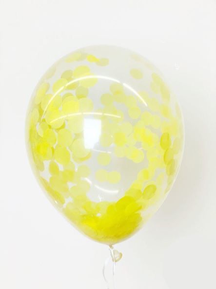Şeffaf Sarı Konfetili Balon 10 Adet